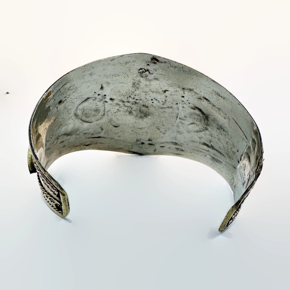 Vintage Afghan Bracelet: Cuff Kuchi Middle Eastern Blue Red Boho #2 - Picture 5 of 6